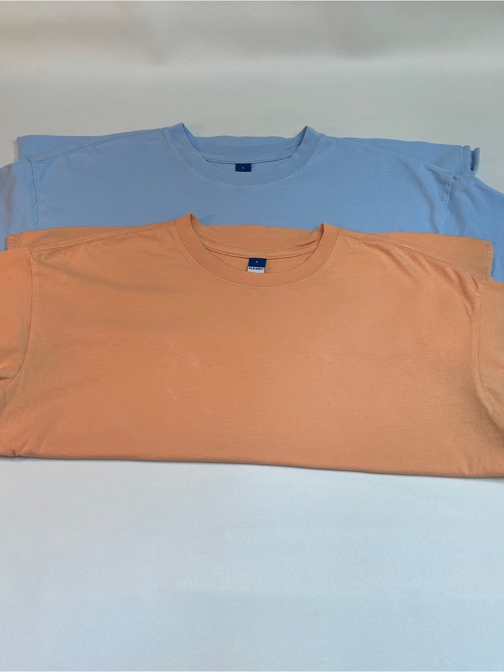 Old Navy Short-Sleeve Crew Neck Tees-Set of 2-Peach & Light Blue